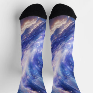 Cosmic Dreamscape: Swirling Nebula & Starry Night Socks