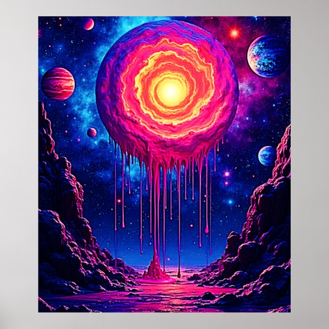 Cosmic Dripping Planet Art Poster (Front)
