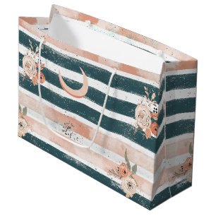 Cosmic Earth Tone Stripe with Tribal Moon Large Gift Bag