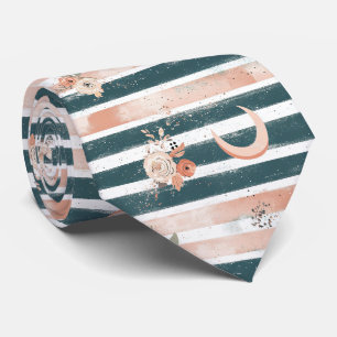 Cosmic Earth Tone Stripe with Tribal Moon Tie
