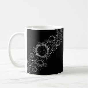 Cosmic Elegance: black Set of Planets  Coffee Mug