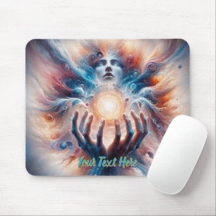 Cosmic Energy Embraced by Hands Mouse Pad