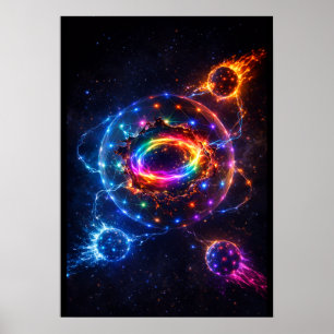 Cosmic Energy Portal Rainbow Galaxy Sphere – Space Poster