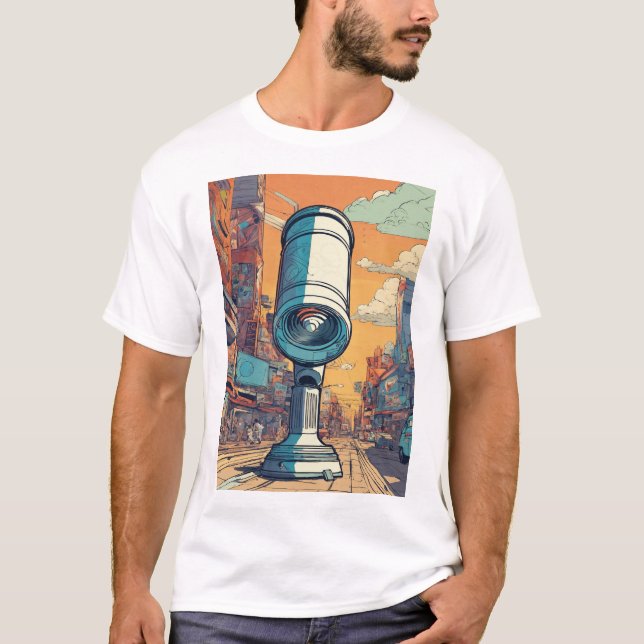 Cosmic Explorer: Vector Comic Art Telescope T-Shirt (Front)