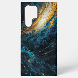 Cosmic Explosion Blue and Gold Abstract Samsung Galaxy Case