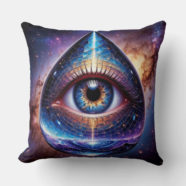 Cosmic Eye Within Teardrop Shaped Galactic Disco Cushion (Front)