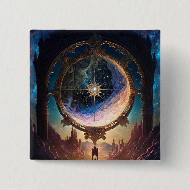 Cosmic Fantasy Space Landscape 15 Cm Square Badge (Front)
