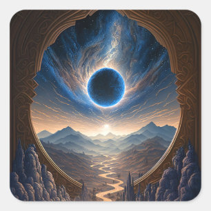 Cosmic Fantasy Space Landscape Square Sticker