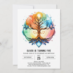 Cosmic Fantasy Tree Birthday Invitation