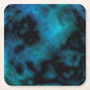 Cosmic Faux Blue Marble Square Paper Coaster