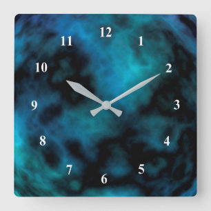 Cosmic Faux Blue Marble Square Wall Clock