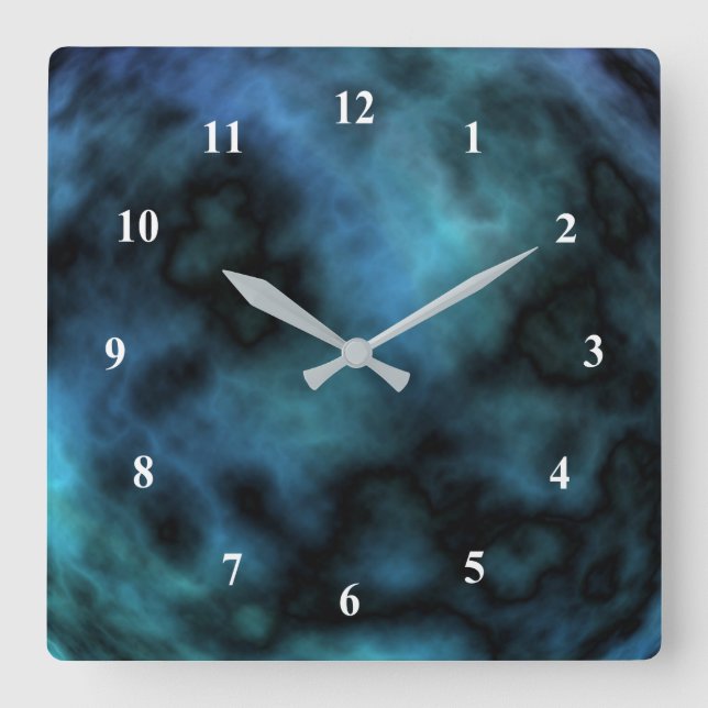 Cosmic Faux Blue Marble Square Wall Clock (Front)