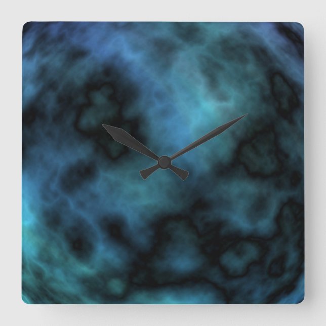 Cosmic Faux Blue Marble Square Wall Clock (Front)