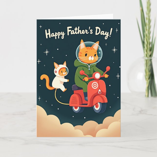 Cosmic Felines Fathers Day Card (Front)