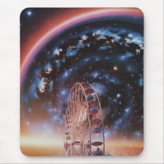 Cosmic Ferris Wheel Under a Neon Galaxy Mouse Pad