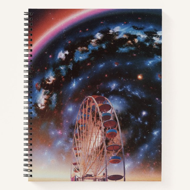  Cosmic Ferris Wheel Under a Neon Galaxy  Notebook (Front)