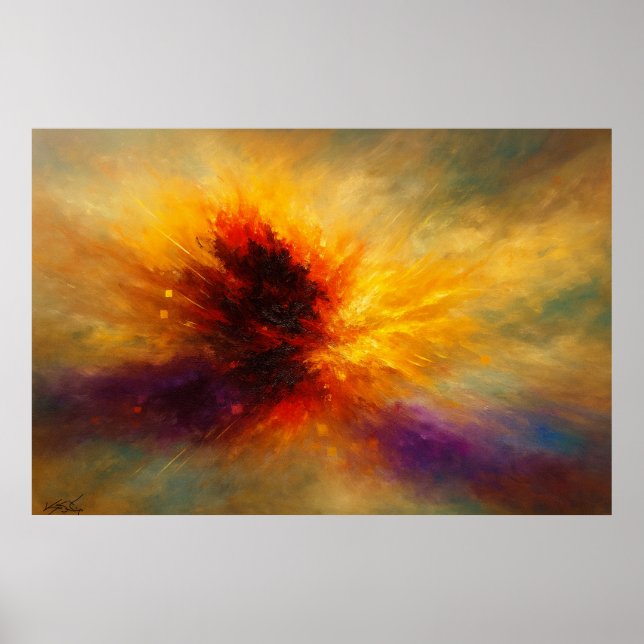 Cosmic Fireburst Abstract Explosion in Vivid Color Poster (Front)