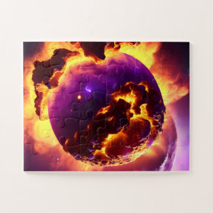 Cosmic Fires Orange and Purple Close-up Nebula Jigsaw Puzzle