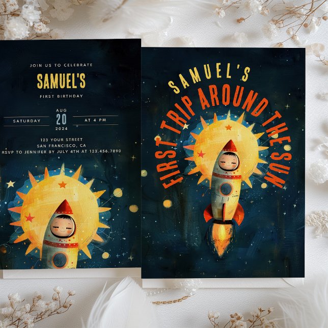 Cosmic First Birthday Blast: Space Adventure Party Invitation (Creator Uploaded)