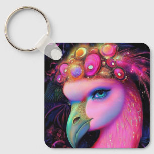 Cosmic Flamingo Queen Key Ring