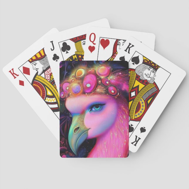 Cosmic Flamingo Queen Playing Cards (Back)