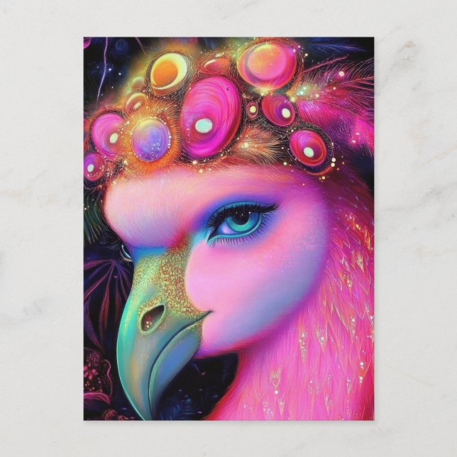 Cosmic Flamingo Queen Postcard (Front)