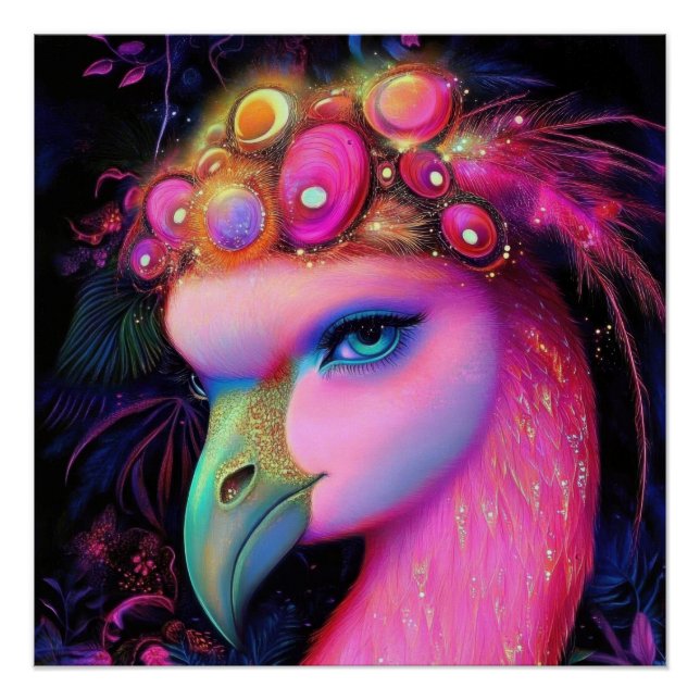 Cosmic Flamingo Queen Poster (Front)