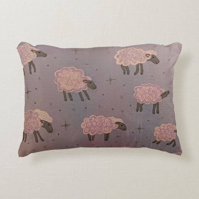 cosmic floating sheep decorative cushion (Front)