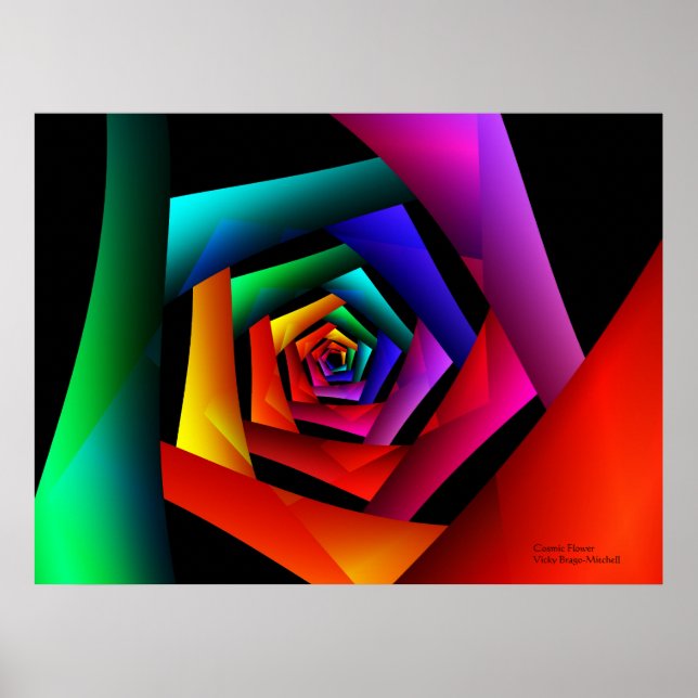 Cosmic Flower Cute Cool Modern Abstract Art Poster (Front)