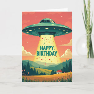 Cosmic Flying Disc Birthday Card