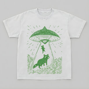 Cosmic Forest Raccoon UFO Design Tee