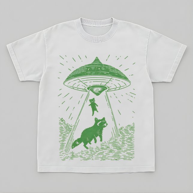 Cosmic Forest Raccoon UFO Design Tee (Creator Uploaded)