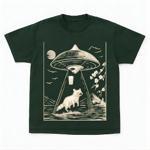 Cosmic Forest Raccoon UFO Design Tee