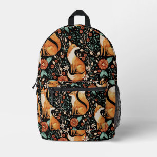 Cosmic Fox and Crescent Moons Printed Backpack