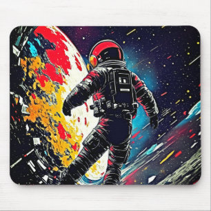 Cosmic Fragmentation: Astronaut's Journey Mouse Pad