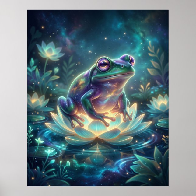 Cosmic Frog Luminous Lotus Poster (Front)