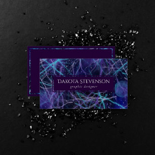 Cosmic Galaxy   Blue Purple and Pink Lightening Business Card