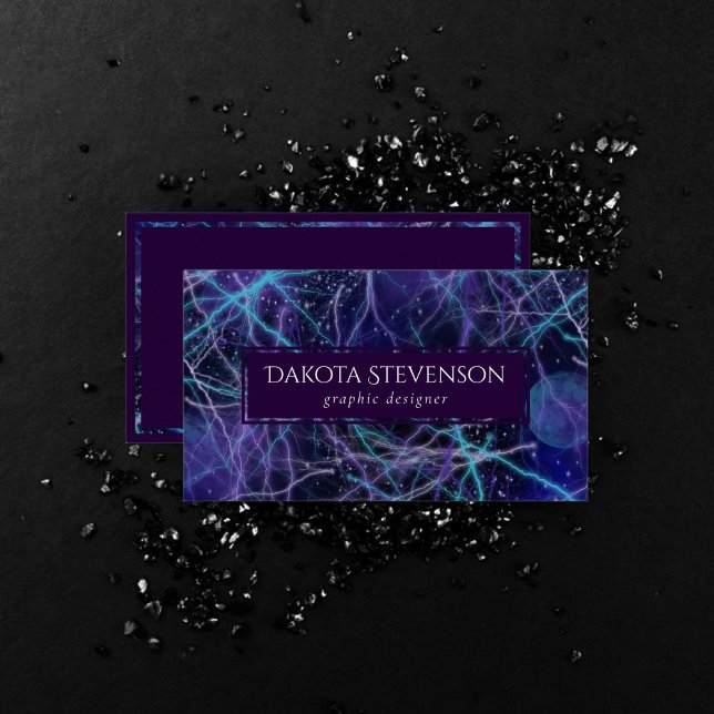 Cosmic Galaxy | Blue Purple and Pink Lightening Business Card (Creator Uploaded)