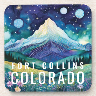 Cosmic Galaxy Mountain Watercolor Tourist Hiker Coaster