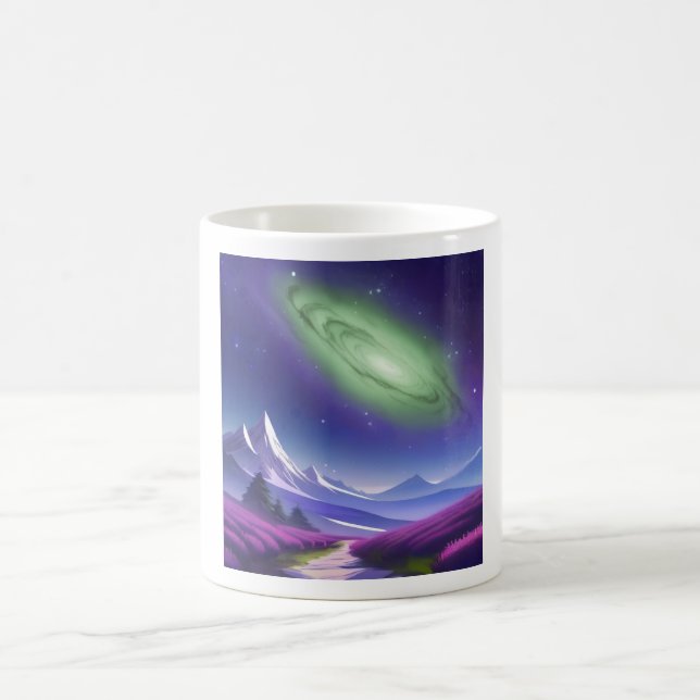 Cosmic Galaxy Mug – Green Nebula Over Purple Mount (Center)