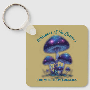Cosmic Galaxy Mushrooms • Whimsical Fantasy Fungi  Key Ring