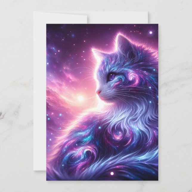 Cosmic Galaxy Mystical Feline Celestial Announcement (Front)