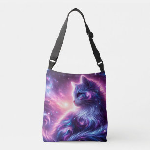 Cosmic Galaxy Mystical Feline Celestial Crossbody Bag