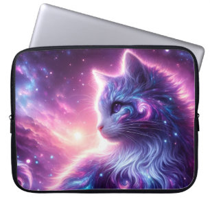 Cosmic Galaxy Mystical Feline Celestial Laptop Sleeve