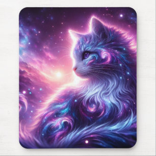 Cosmic Galaxy Mystical Feline Celestial Mouse Pad