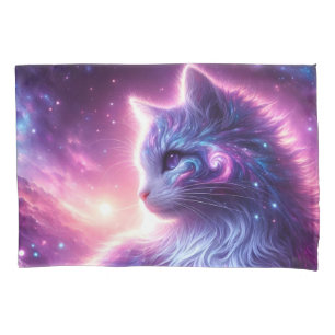Cosmic Galaxy Mystical Feline Celestial Pillowcase