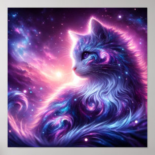 Cosmic Galaxy Mystical Feline Celestial Poster