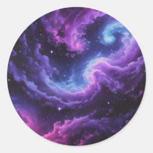 Cosmic Galaxy Nebula Abstract Space Art Design Classic Round Sticker