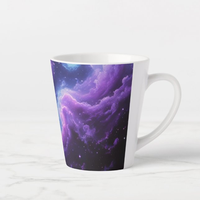 Cosmic Galaxy Nebula Abstract Space Art Design Latte Mug (Right)