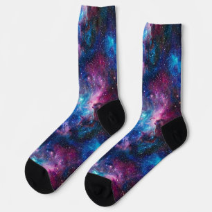 Cosmic Galaxy Nebula Pattern Socks